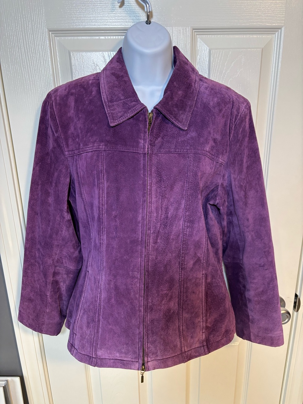 Coldwater Creek Purple Suede zip up Jacket Women's Medium